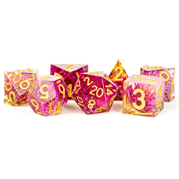 FanRoll by MDG Dragons Sharp Edge Resin Thousand Day Red Dice Set Main image