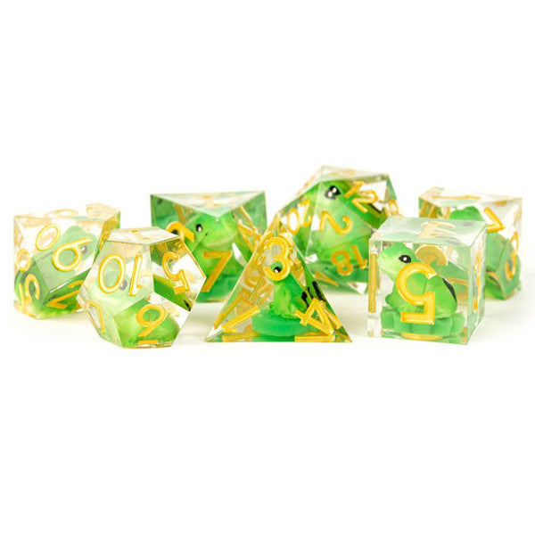 FanRoll by MDG Dragons Sharp Edge Resin Frog Dice Set