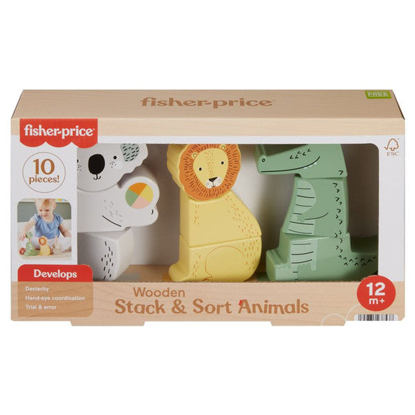 Fisher-Price Wooden Stack Sort Animals Toy Developmental Play