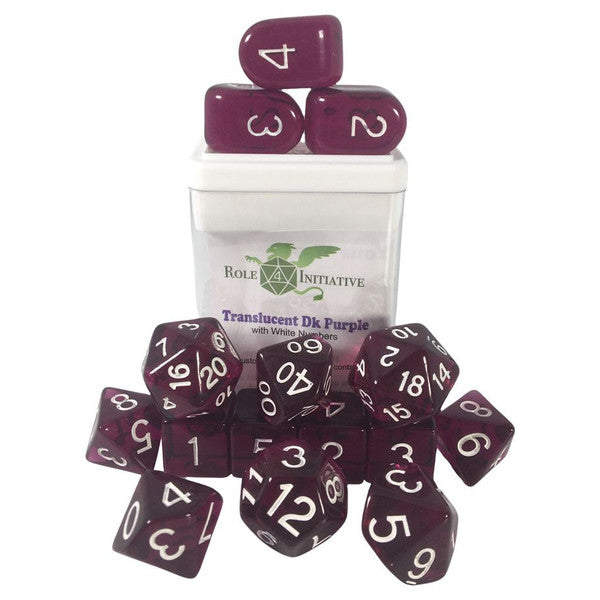 Role 4 Initiative 15-Set Translucent Dark Purple White Arch D4 Dice