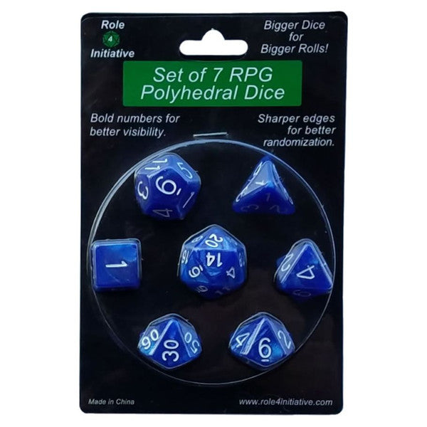 Role 4 Initiative White 7-Set Marble Blue Dice Set Main image