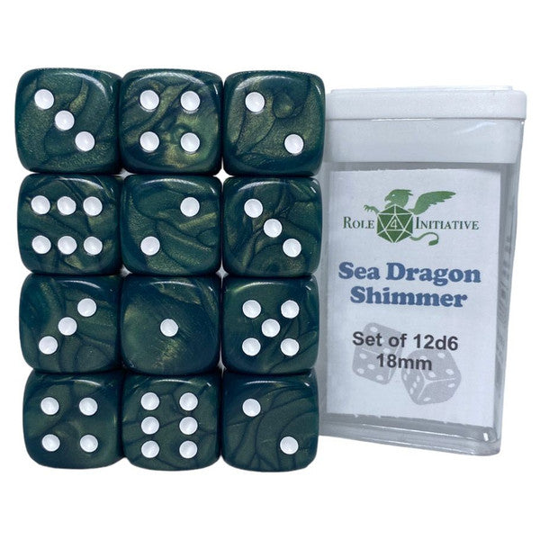 Role 4 Initiative Pips D6 Cube 18mm Seadragon Shimmer 12 Dice Main image
