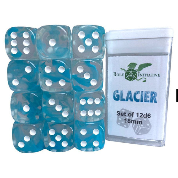Role 4 Initiative Glacier D6 Cube 18mm Diffusion 12-Pack