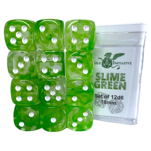 Role 4 Initiative Green D6 Cube 18mm Diffusion Slime 12-Pack Main image