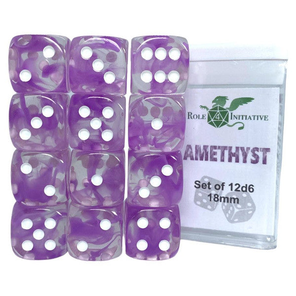 Role 4 Initiative Dice D6 Cube 18mm Diffusion Amethyst 12-Pack Main image