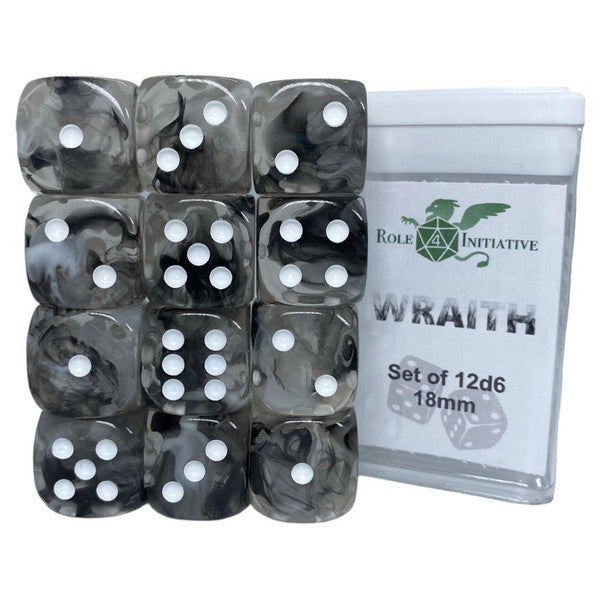 Role 4 Initiative Wraith 18mm Diffusion D6 Cube 12 Pack Main image