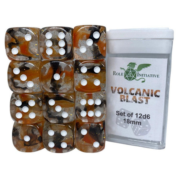 Role 4 Initiative 12-Pack 18mm Diffusion Volcanic Blast D6 Dice