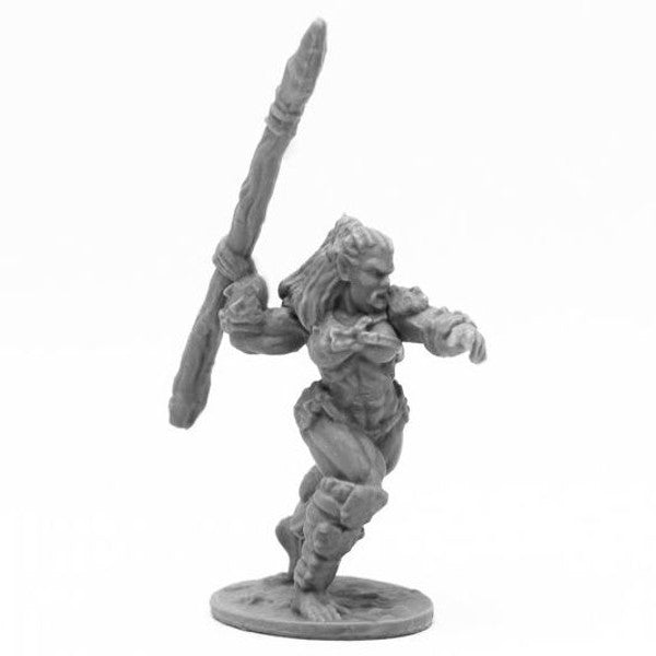 Reaper Miniatures Jade Fire Spearman Bones Black 25mm Scale Main image