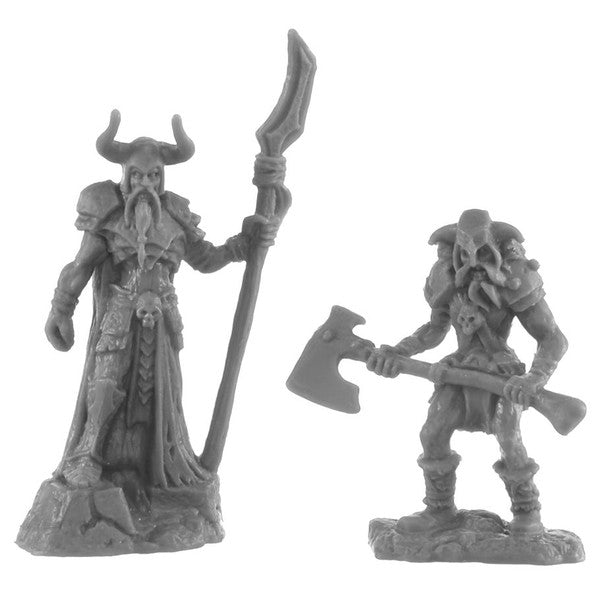 Reaper Miniatures Rune Wight Thane and Jarl Set 2 Unpainted Bones Black