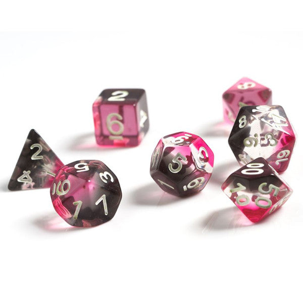 Sirius Dice Set 7-Set Translucent Resin Pink Black Clear White