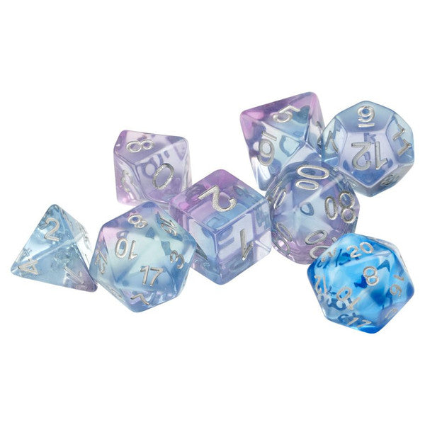 Sirius Dice 7-Set Polyroller Dice Set Silver Numbers Main image