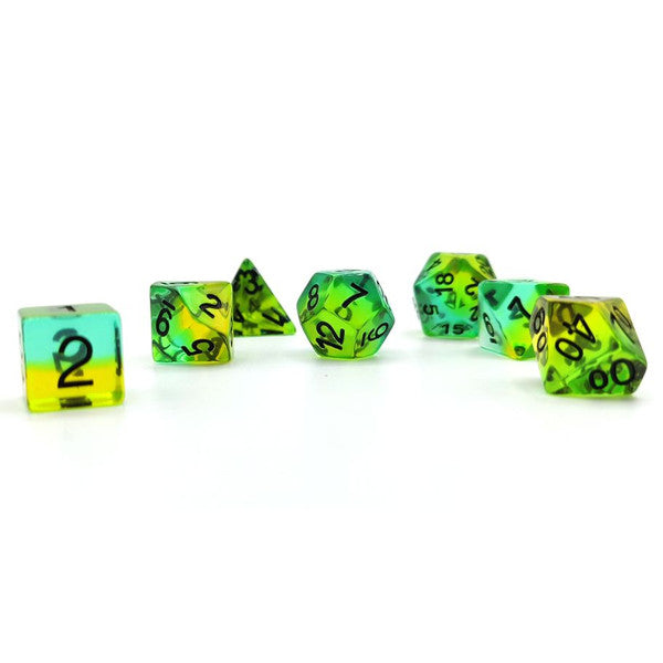 Sirius Dice Mojito Rpg Dice Set 7 Polyhedral Blue Green Yellow