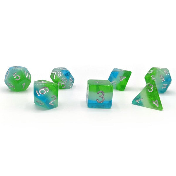 Sirius Dice Blue Hawaiian Rpg Dice Set 7 Aqua White Green Resin
