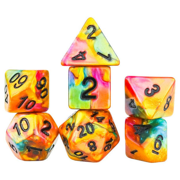 Sirius Dice Rainbow Gold Polyhedral Dice Set 7 Green Gold Vibrant Main image