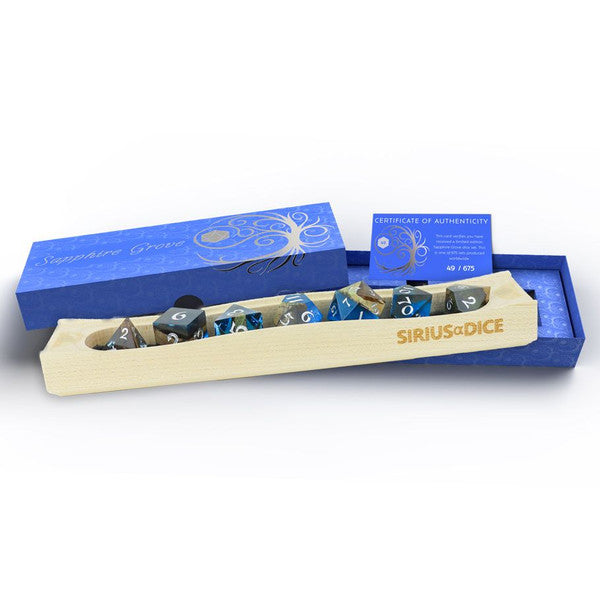 Sirius Dice Set Blue Resin With Nanmu Style Phoebe Zhennan Wood
