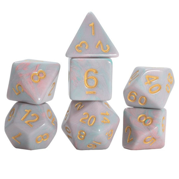 Sirius Dice Set Pink Unicorn Poly With Gold 7