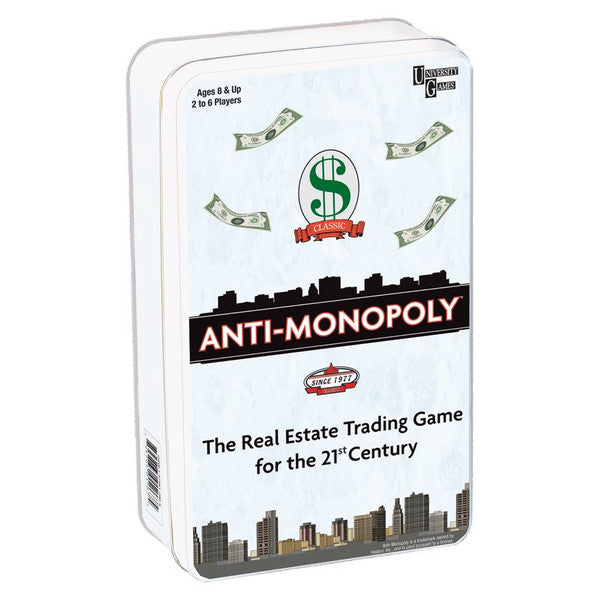 University Games Anti Monopoly Tin Game Real Estate Travel