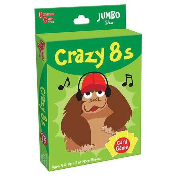 University Games Crazy 8s Jumbo Size Animal Card Game Ages 4 and Up