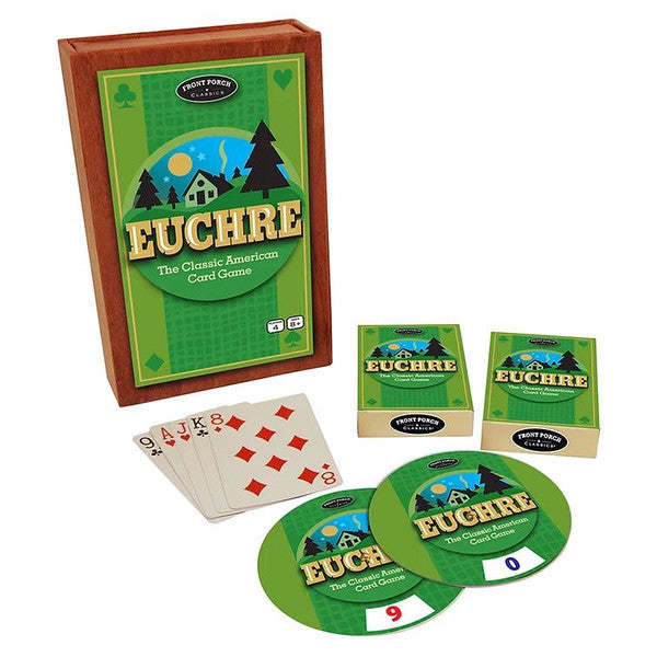 University Games Euchre Trick Taking Card Game with Scoring Wheel Main image