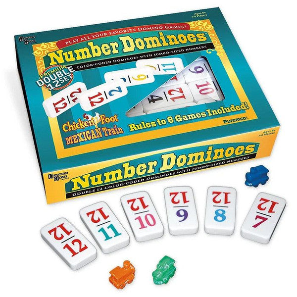 University Games Dominoes Double 12 Numbered Color Coded Domino Set