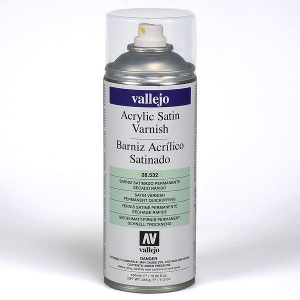 Vallejo Spray Satin Varnish Acrylic Long Lasting Protection 400ml