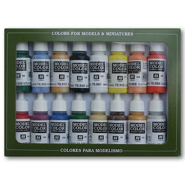 Vallejo Model Color Basic Colors Usa Acrylic Paint Set 16