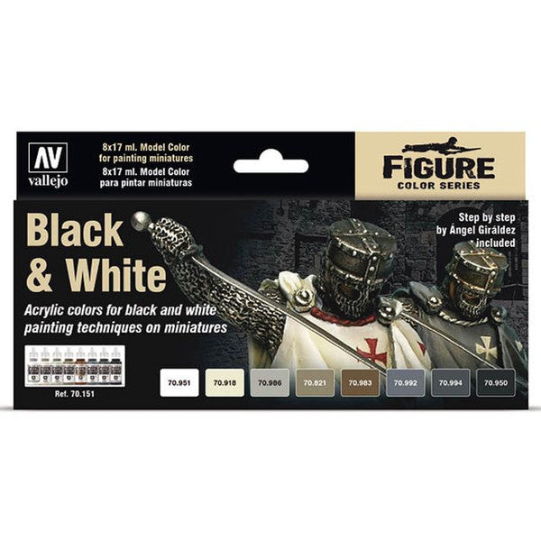 Vallejo Model Color Effects Black White Acrylic Paint Set 8