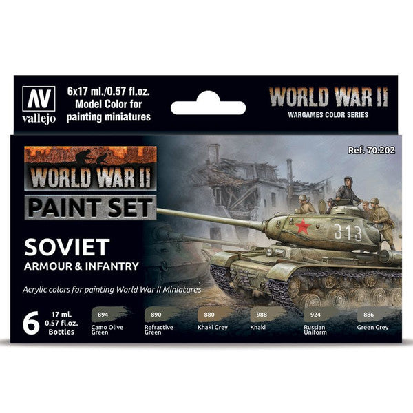 Vallejo Model Color WWII Soviet Armour Infantry Paint Set 6 Colors