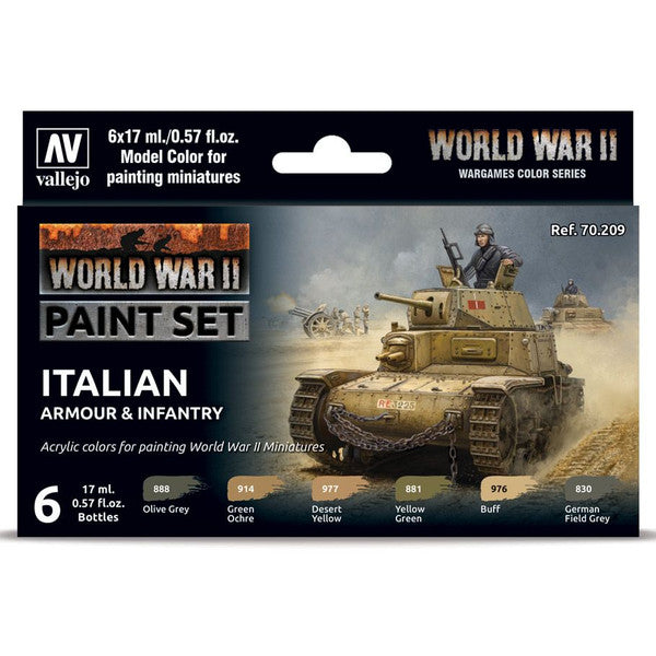 Vallejo Model Color WWII Italian Armour Infantry Paint Set 6 Colors