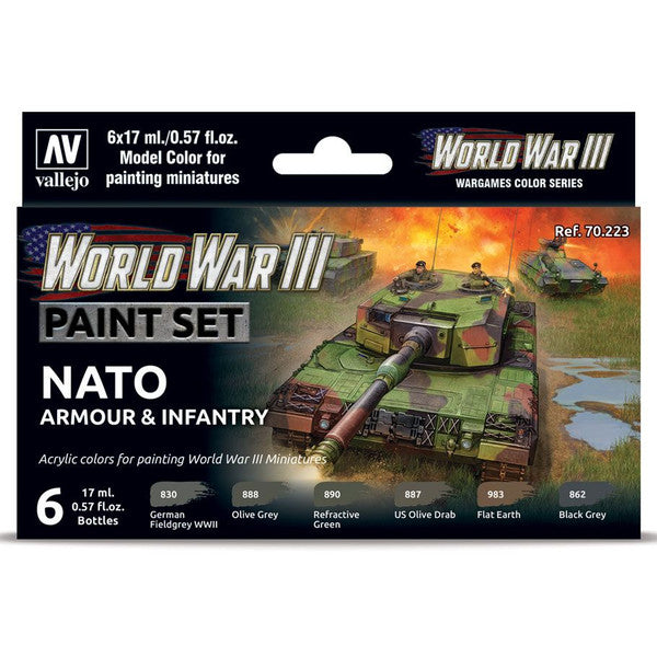 Vallejo Model Color WWIII Nato Armour Infantry Paint Set 6 Colors