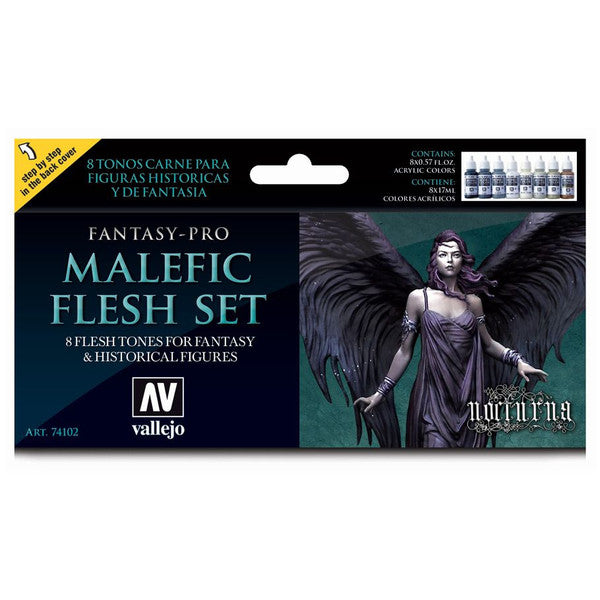 Vallejo Fantasy Pro Malefic Flesh Acrylic Paint Set 8