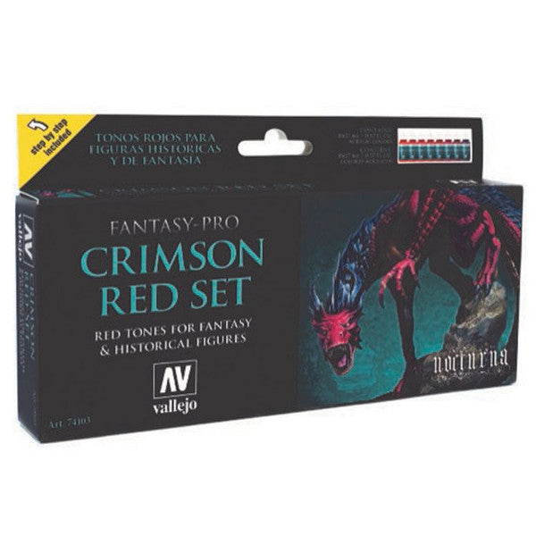 Vallejo Fantasy Pro Crimson Red Acrylic Paint Set 8 Main image