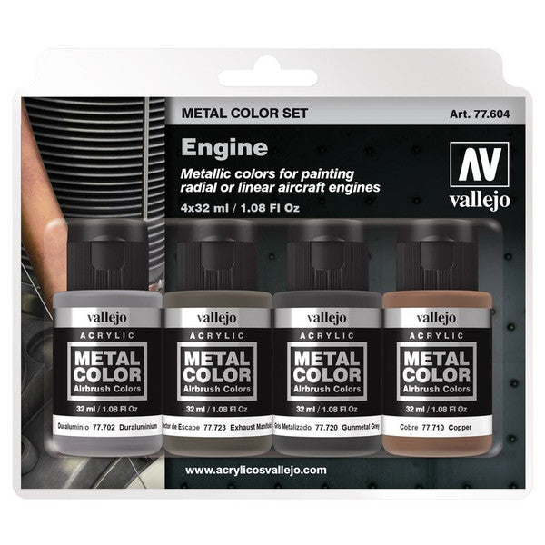 Vallejo Metal Engine Metallic Paint Set 4 Bottles 32ml